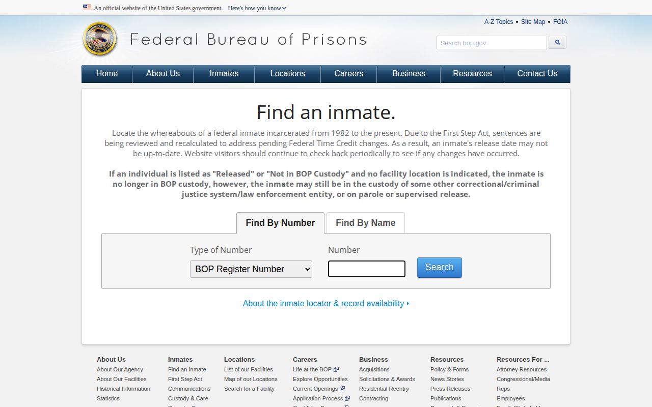 Henry County released inmate federal BOP locator